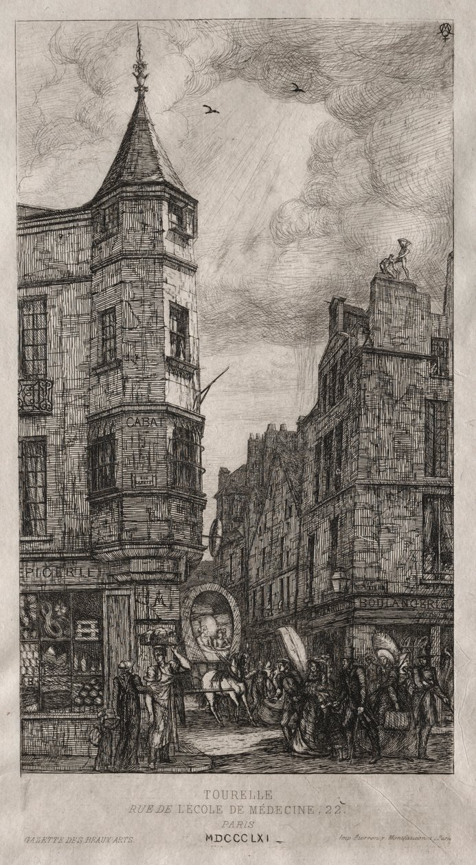 House with a Turret, gate nr. 22 ved School of Medicine, 1861. av Charles Meryon