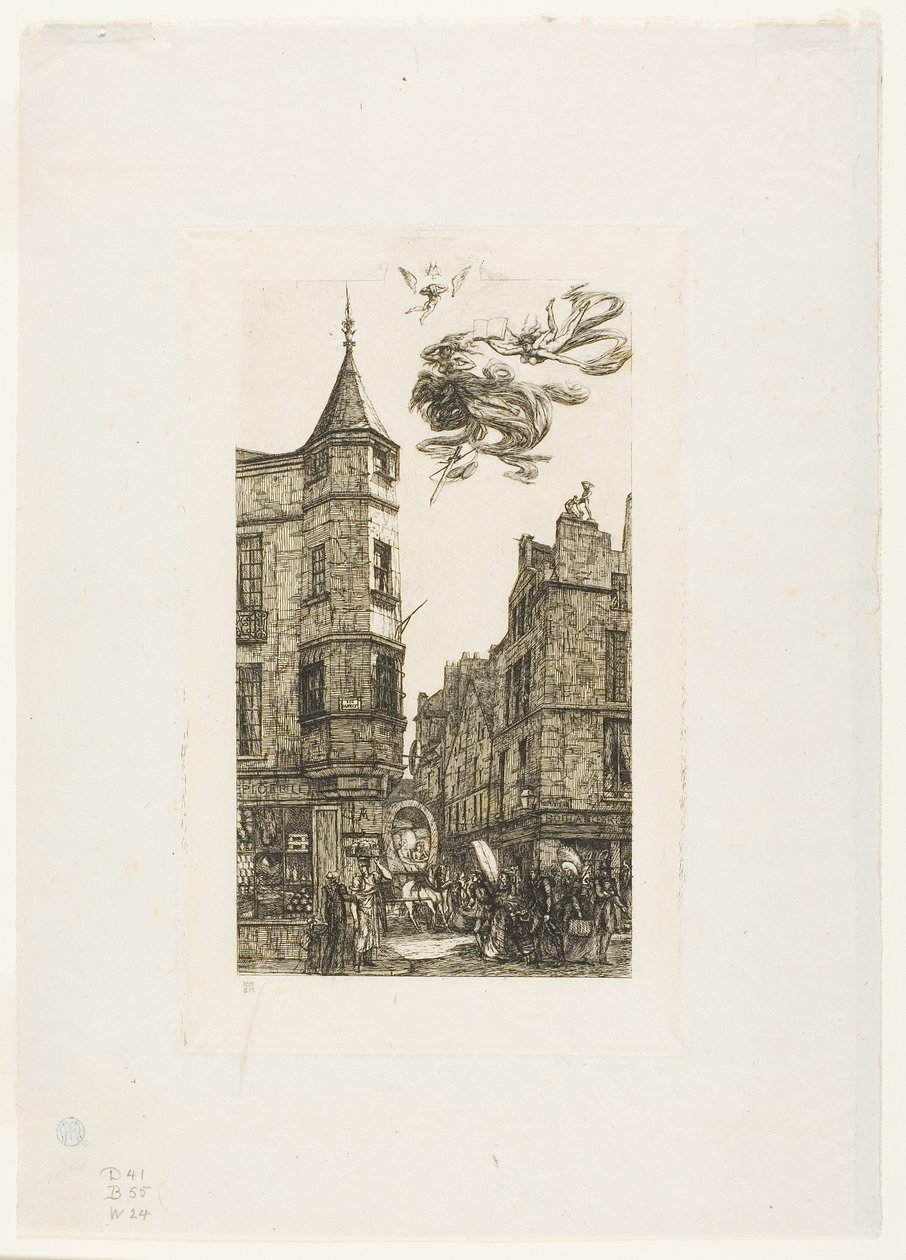 Hus med tårn, nr. 22, rue de l#39;Ecole de Médecine, Paris (kalt Marats tårn) av Charles Meryon