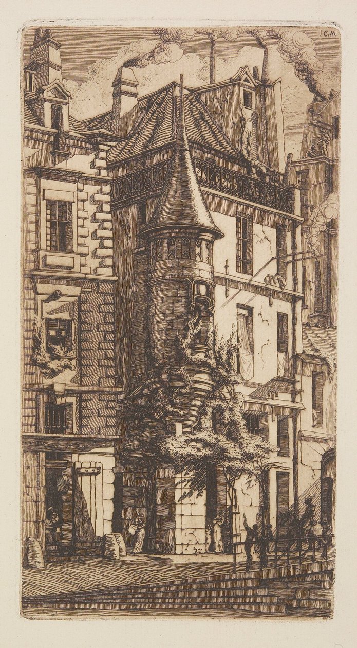 Hus med et tårn, Vevergaten, Paris av Charles Meryon