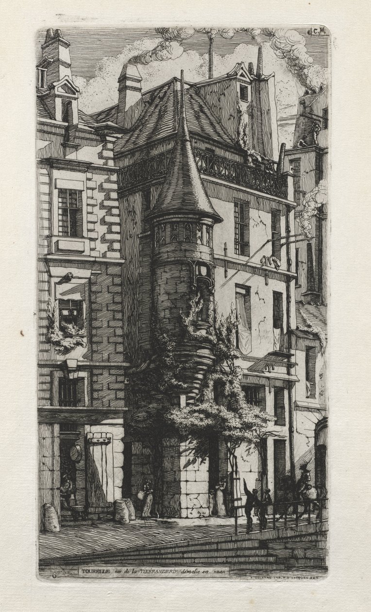 Hus med et tårn, rue de la Tixéranderie, Paris av Charles Meryon