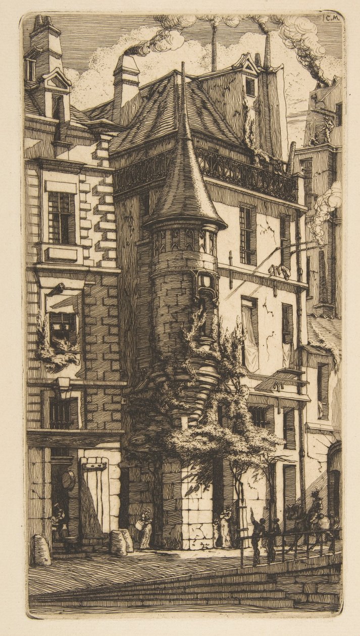 Hus med et tårn, rue de la Tixéranderie, Paris av Charles Meryon