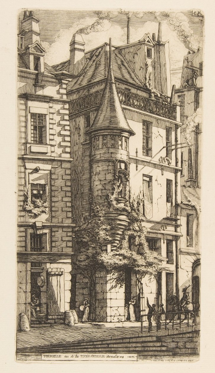 Hus med et tårn, rue de la Tixéranderie, Paris av Charles Meryon