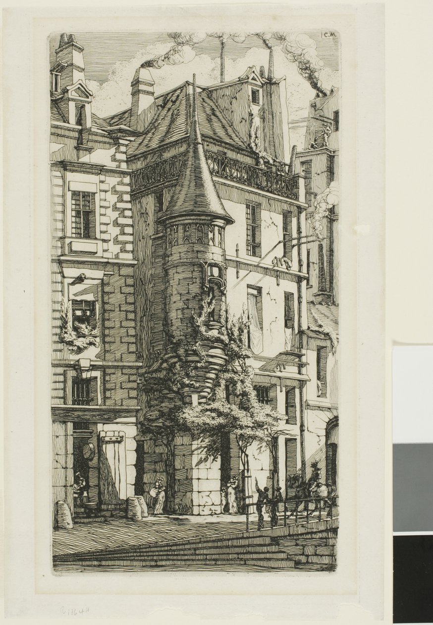 Hus med et tårn, rue de la Tixéranderie av Charles Meryon