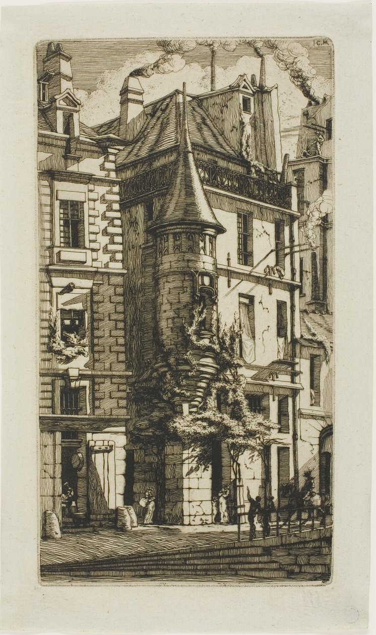 Hus med et tårn, rue de la Tixéranderie av Charles Meryon
