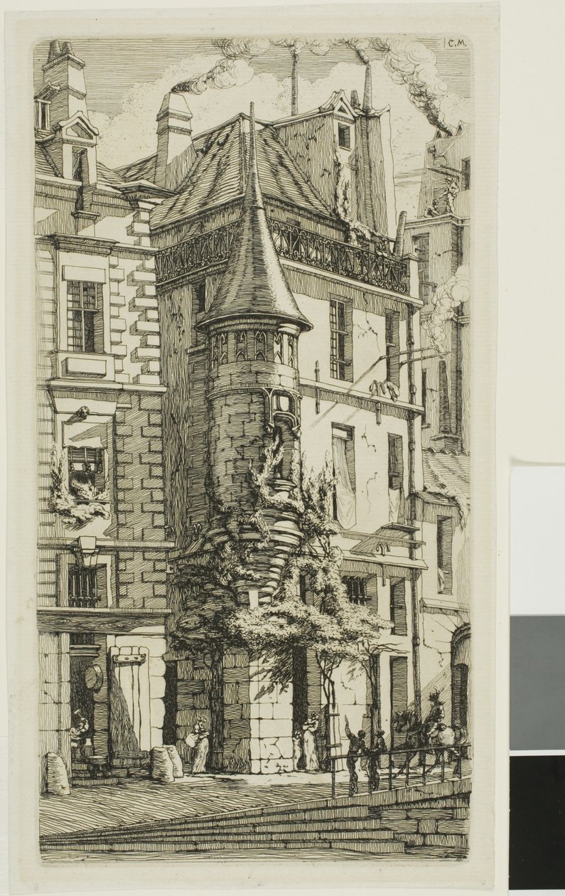 Hus med et tårn, rue de la Tixéranderie av Charles Meryon