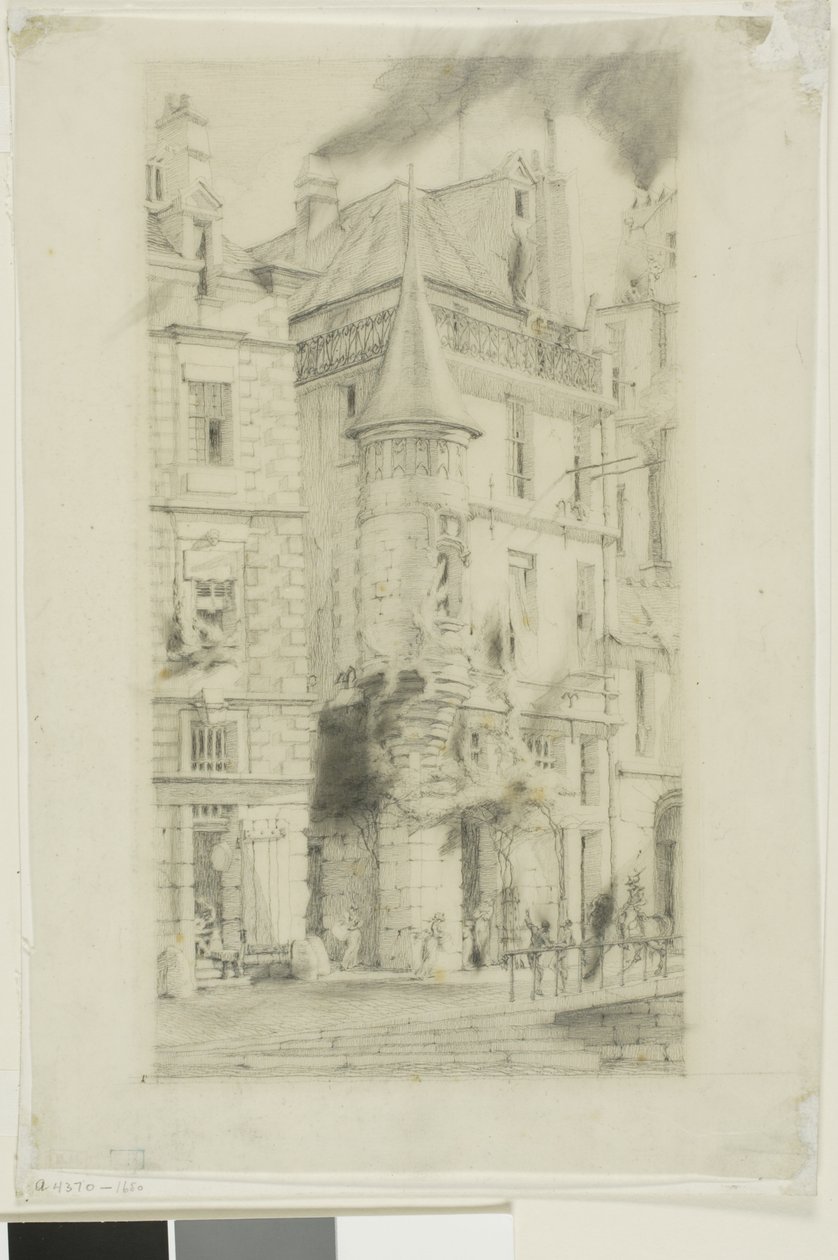 Hus med et tårn, rue de la Tixéranderie, Paris av Charles Meryon