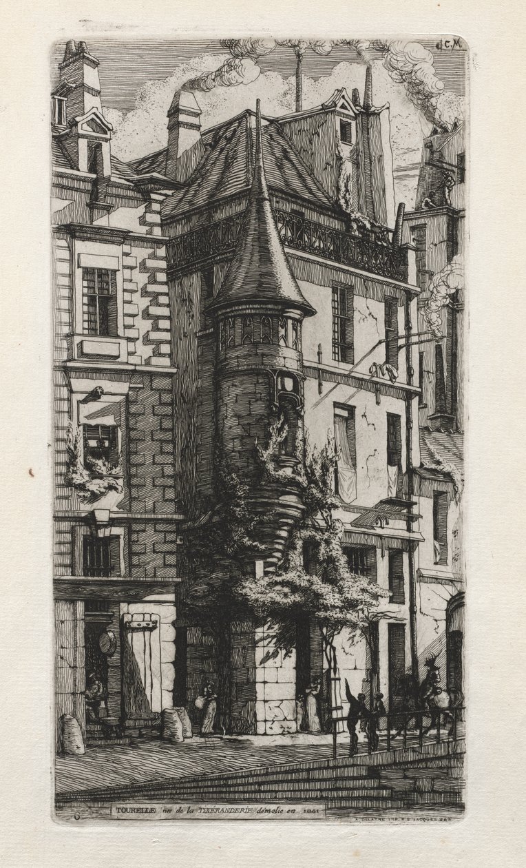 Hus med et tårn, rue de la Tixéranderie, Paris av Charles Meryon