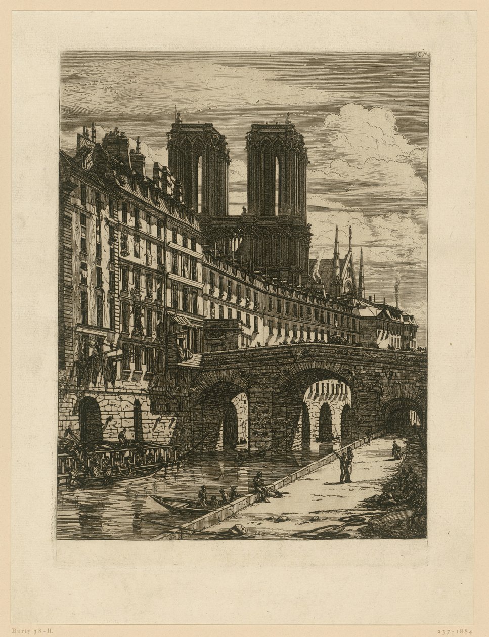 Utsikt over Rue Neuve Saint-Étienne-du-Mont av Charles Meryon