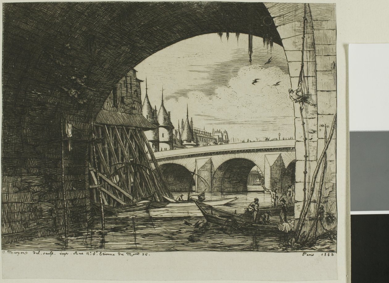Buen på Pont Notre-Dame av Charles Meryon