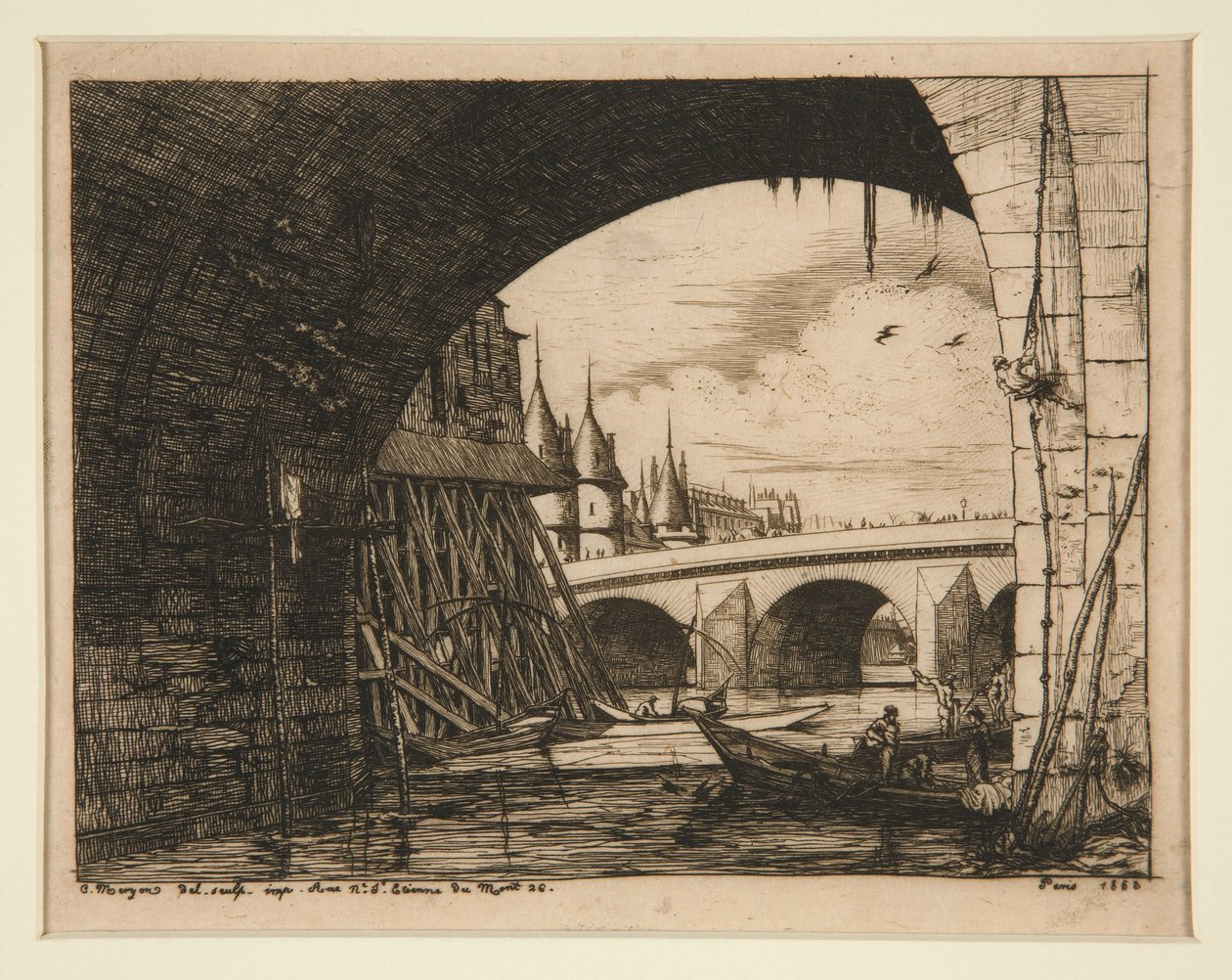 Buen på Pont Notre-Dame, Paris av Charles Meryon