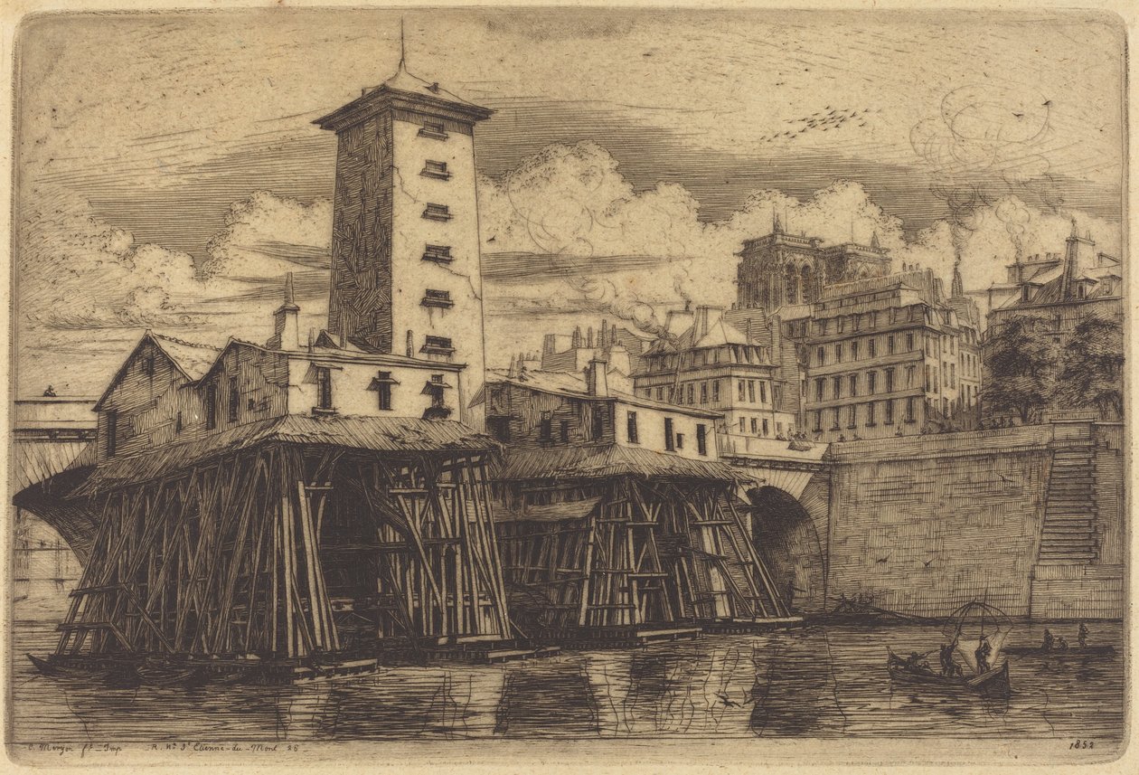 Notre-Dame-pumpen, Paris (Notre-Dame-pumpen) av Charles Meryon