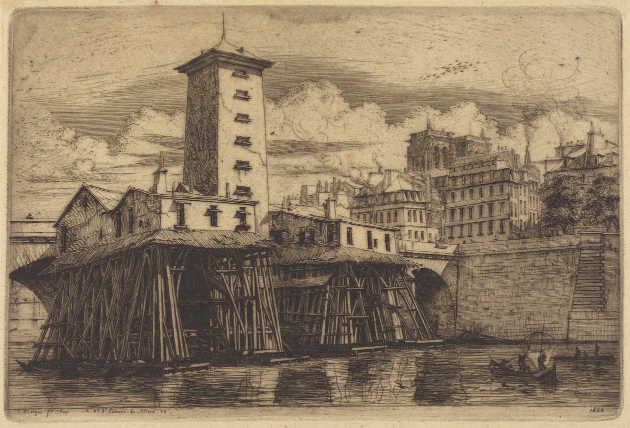 Notre-Dame-pumpen, Paris av Charles Meryon