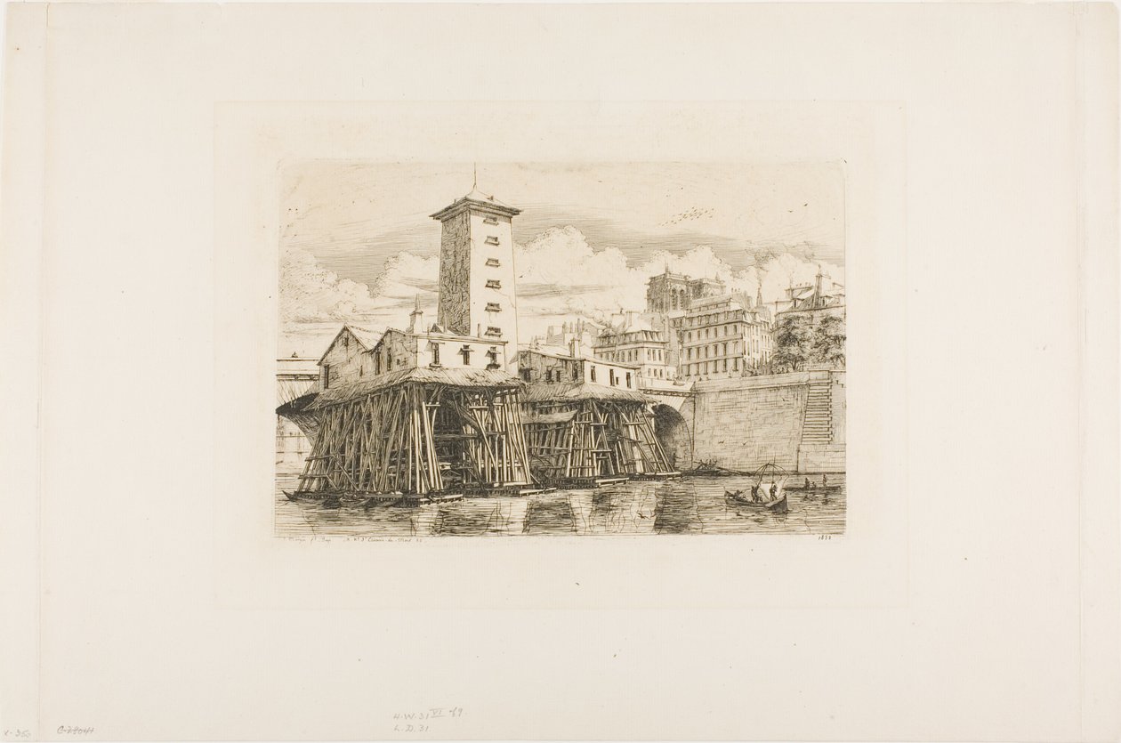 Notre Dame pumpe, Paris av Charles Meryon