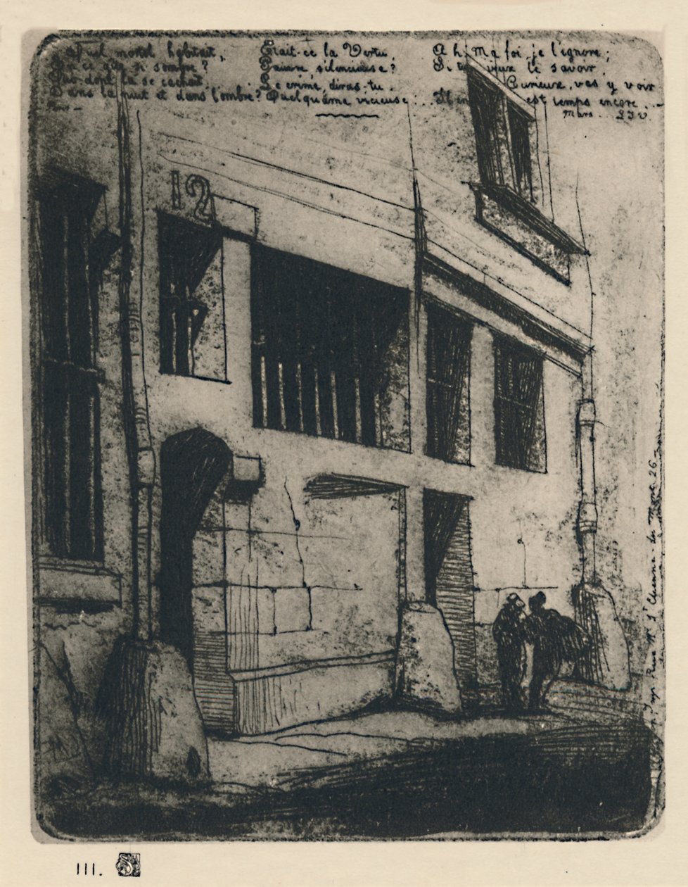 La Rue Des Bad Garcons 3. delstat, 5 x 3 78 tommer, 1854, 1927 av Charles Meryon