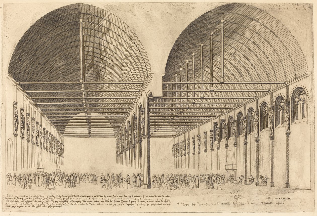 Salle des Pas-Perdus ved det tidligere Palais-de-Justice, Paris (Forkammeret til Justispalasset, Paris) av Charles Meryon