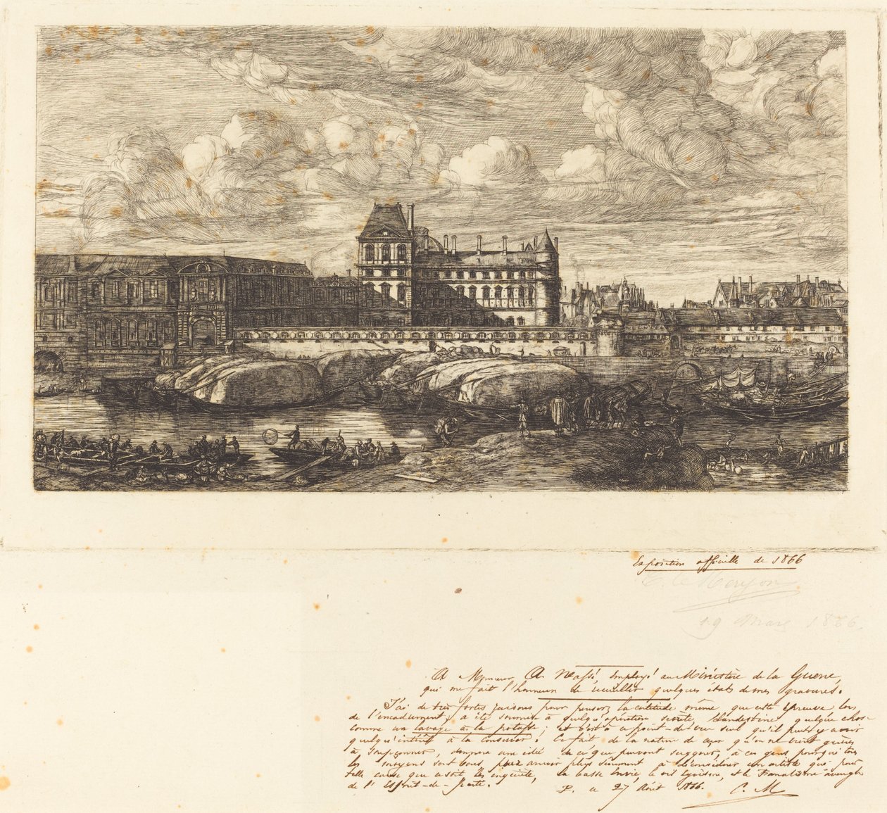 Det gamle Louvre, fra et maleri av Zeeman, 1651 av Charles Meryon
