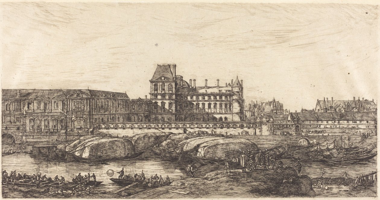 Det gamle Louvre, fra et maleri av Zeeman, 1651 av Charles Meryon