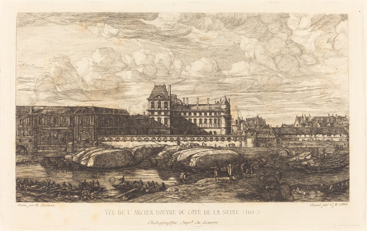 Det gamle Louvre, fra et maleri av Zeeman, 1651 av Charles Meryon