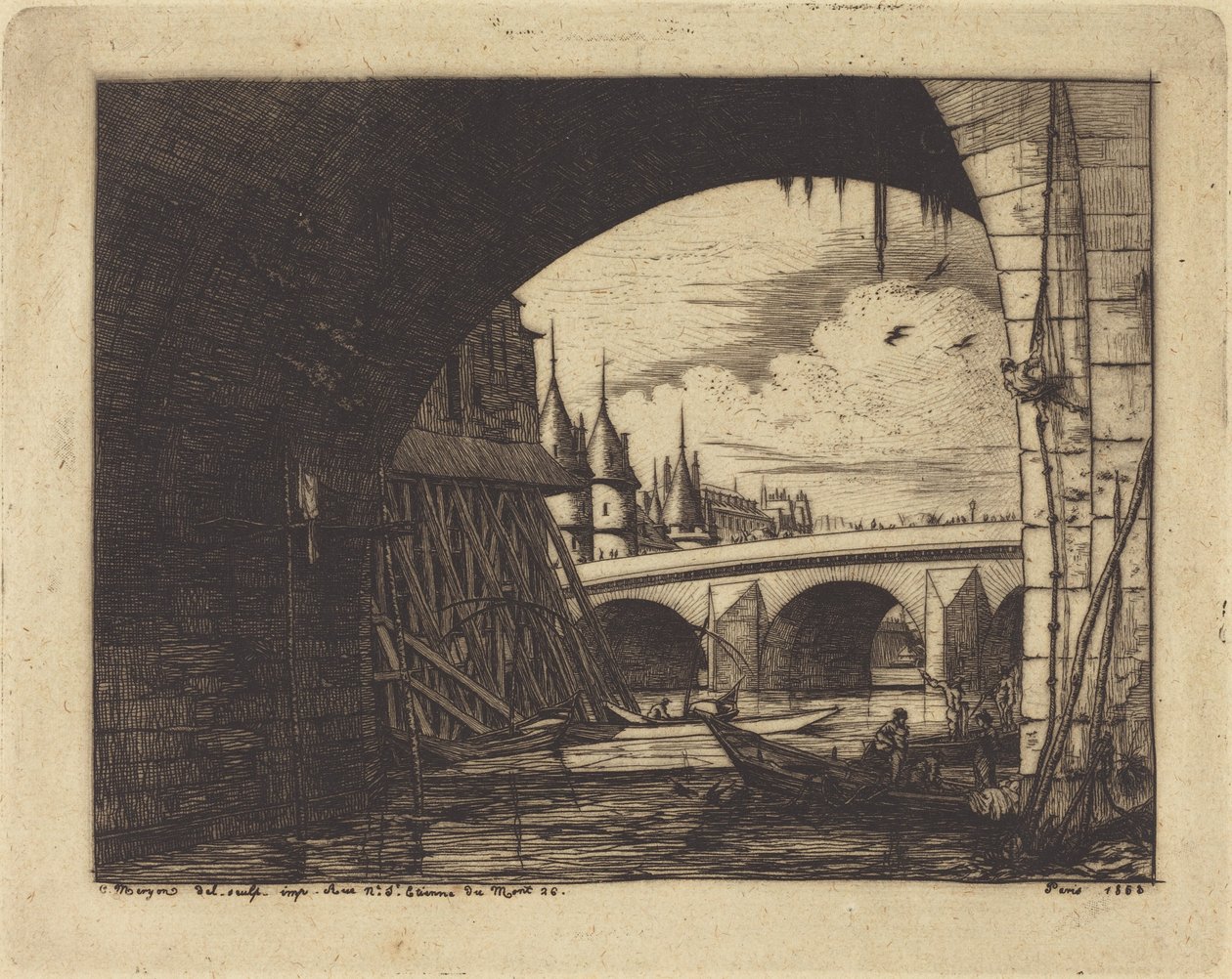 Buen på Pont Notre-Dame, Paris av Charles Meryon