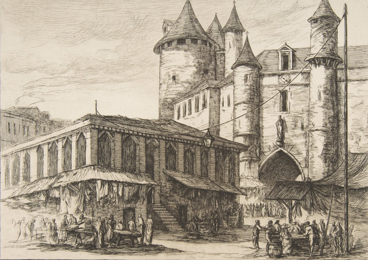 Le Grand Châtelet Grand Châtelet, Paris rundt 1780, etter en tidligere tegning, 1861. av Charles Meryon