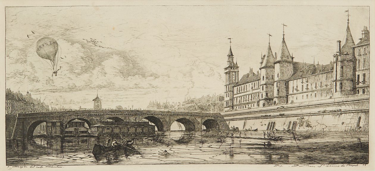 Le Pont-Au-Change (etsing) av Charles Meryon