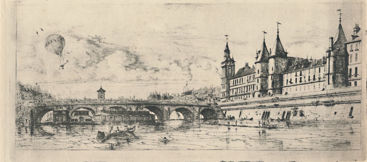 Le Pont-Au-Change 2. delstat, 6 18 x 13 116 tommer, 1854, 1927 av Charles Meryon