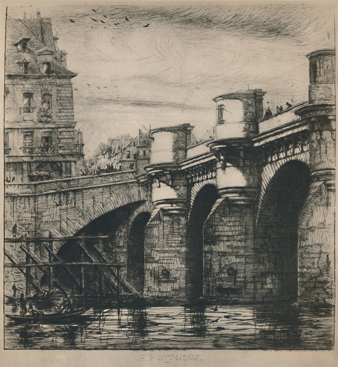 The Pont-Neuf 8th State, 7 316 x 7 14 tommer, 1853, 1927 av Charles Meryon