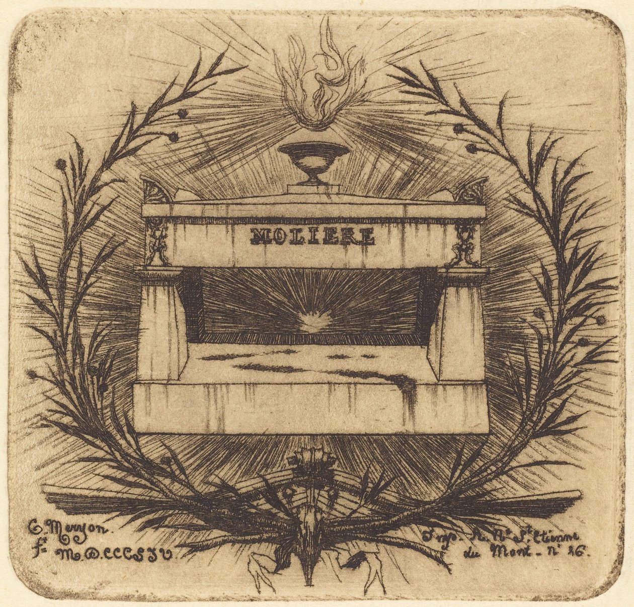 Molières grav, på Père-Lachaise kirkegård, Paris av Charles Meryon