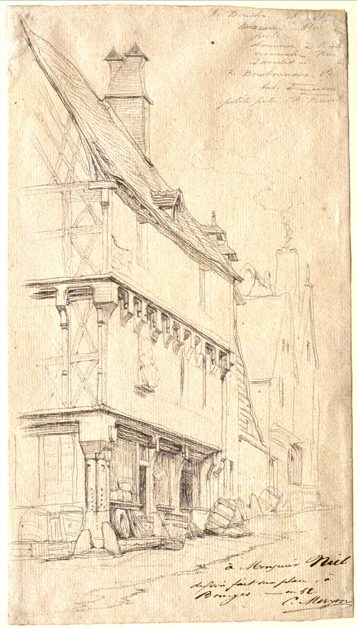 Gammelt hus i Bourges: «La Maison du Musicien» av Charles Meryon