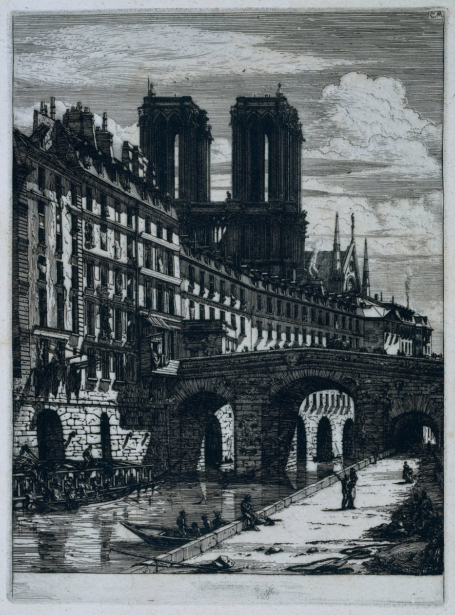 Liten bro over Seinen i Paris Den lille broen Etsninger på Paris (serietittel) av Charles Meryon