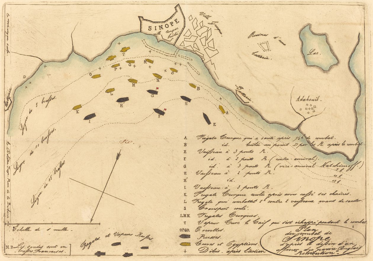 Plan du Combat de Sinope (Plan for slaget ved Sinope) av Charles Meryon