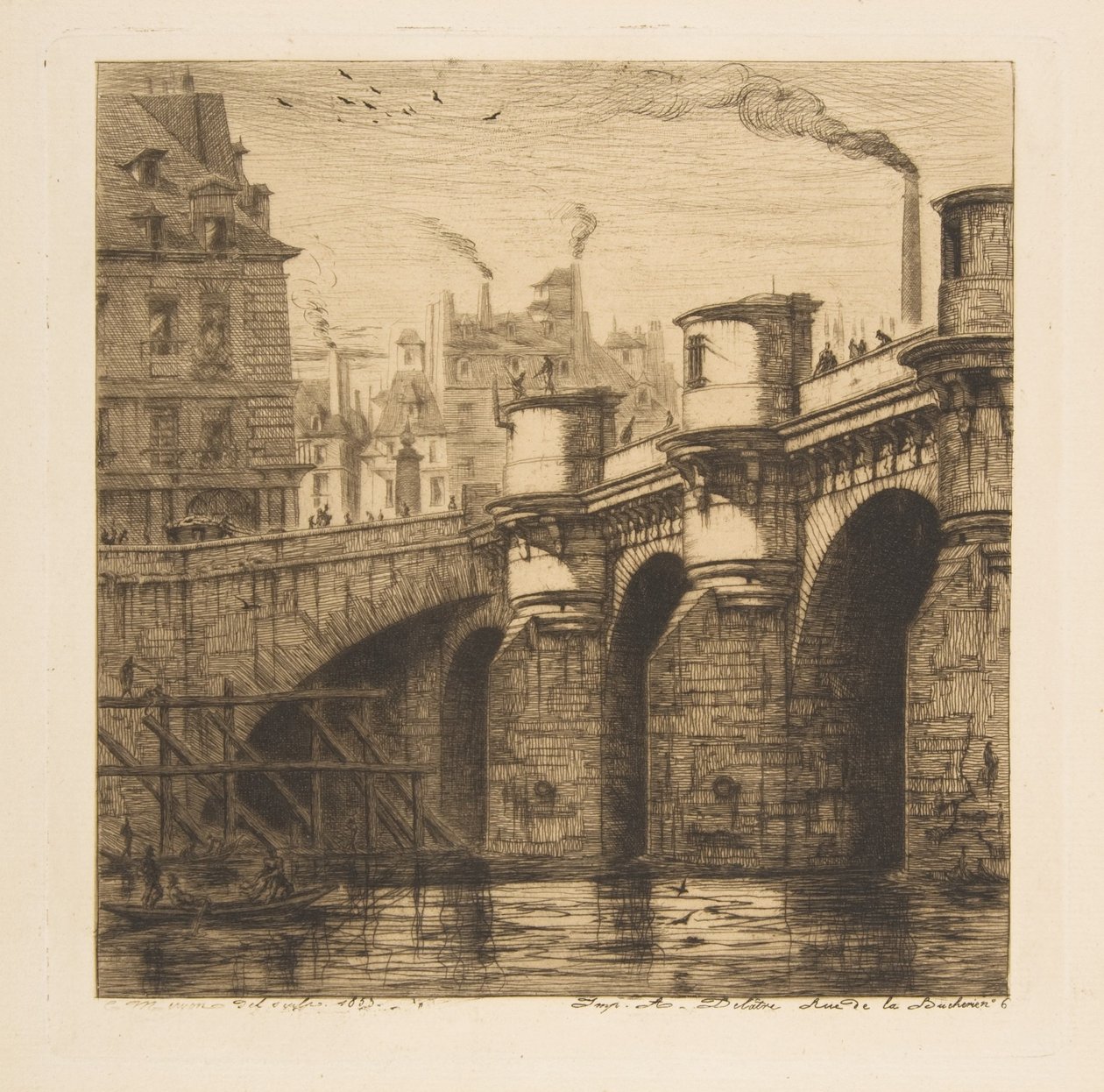 Pont-Neuf, Paris, fra «Etsninger av Paris» av Charles Meryon