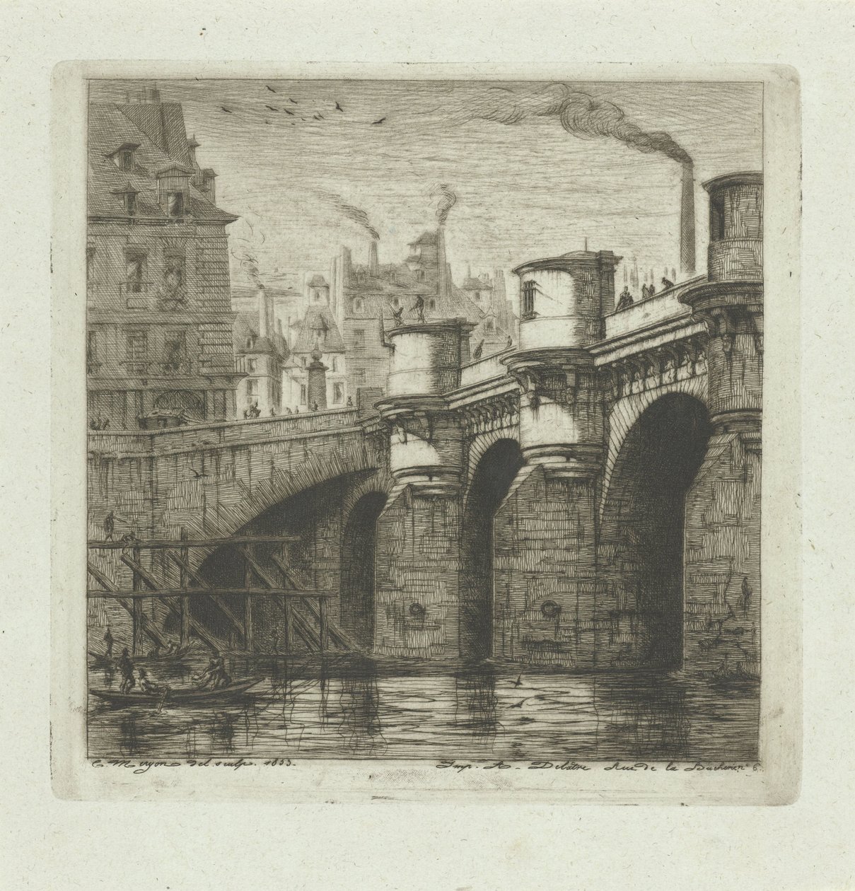 Pont Neuf over Seinen i Paris Den nye broen Etsninger på Paris (serietittel) av Charles Meryon