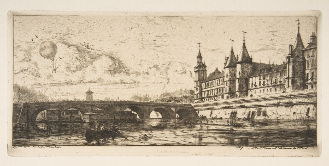 Pont-au-Change, Paris, fra «Etsninger av Paris» av Charles Meryon