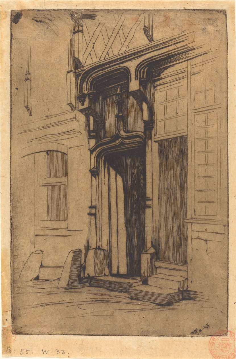 Døråpning til et gammelt kloster, i Rue Mirabeau, Bourges av Charles Meryon