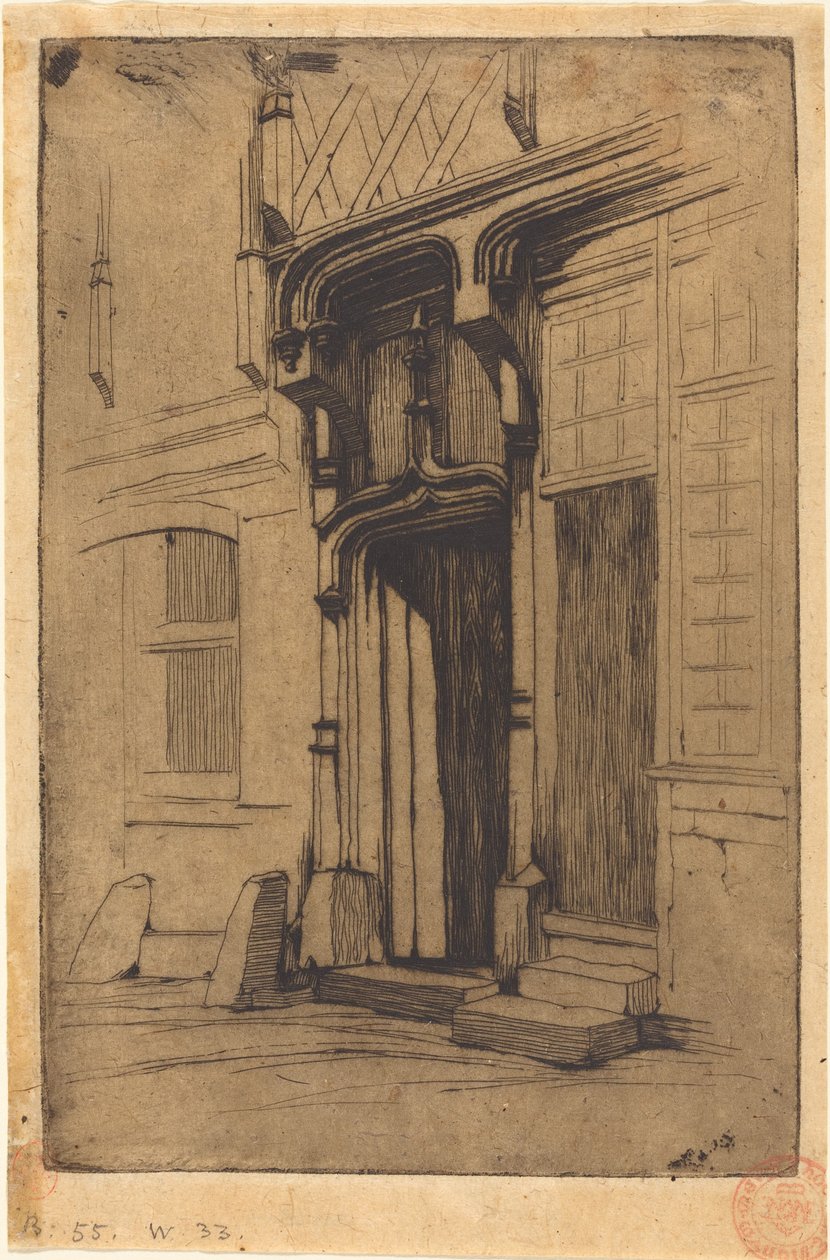 Døråpning til et gammelt kloster, Rue Mirabeau, Bourges av Charles Meryon