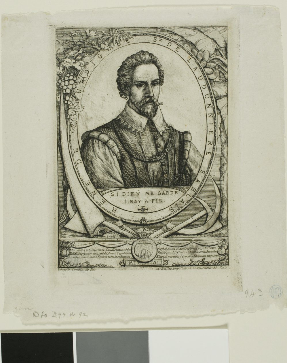 Portrett av René de Laudonnière Sablais (de Burdigale) av Charles Meryon