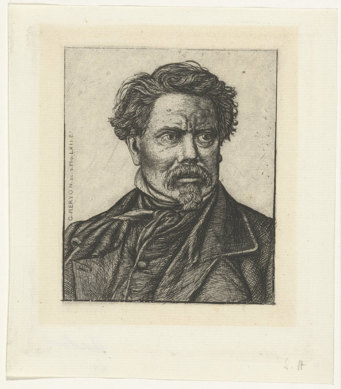 Portrett av historikeren Benjamin Fillon av Charles Meryon