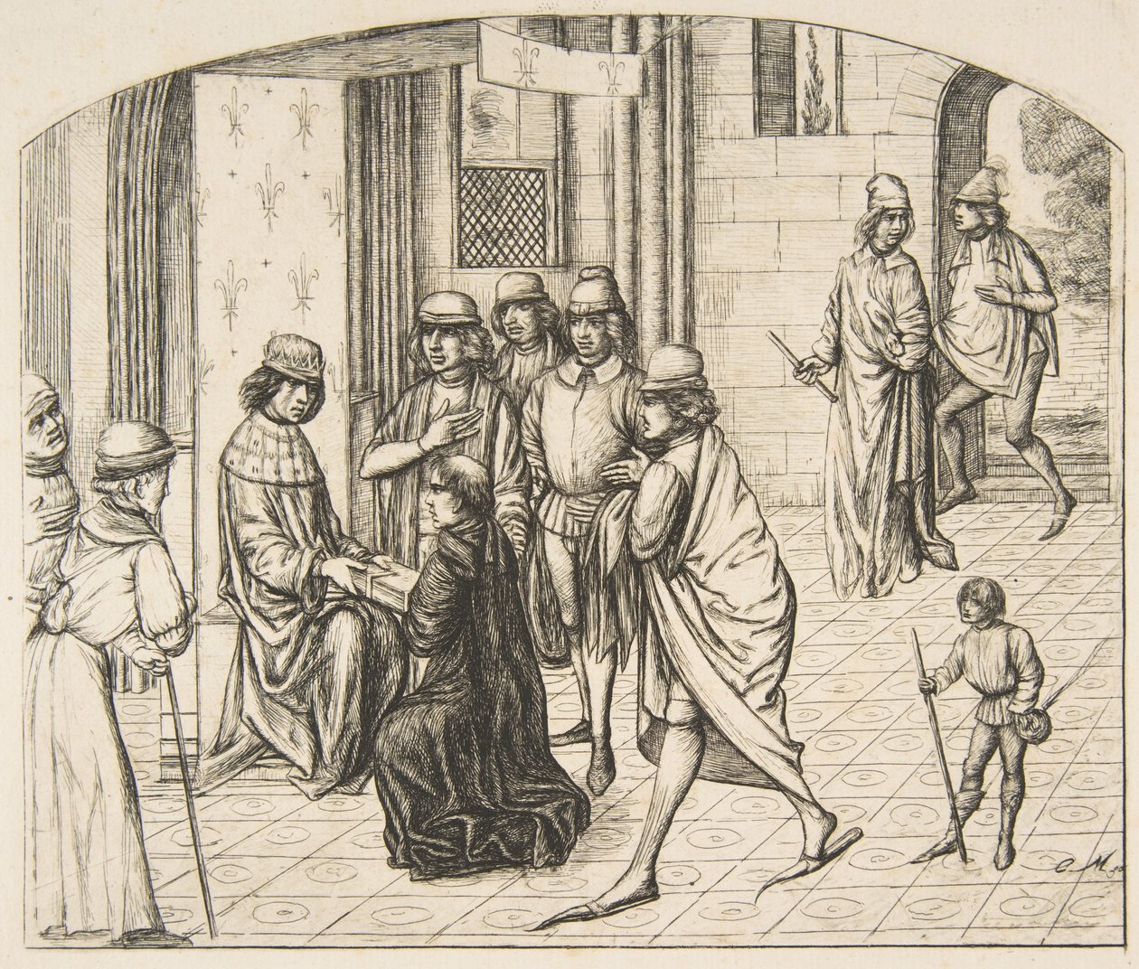 Presentasjon av Valerius Maximus til kong Louis XI, 1862. av Charles Meryon