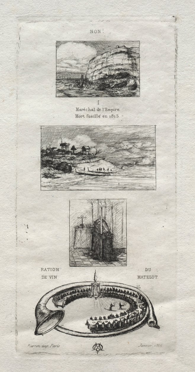 Rebus: Nei, Morny er ikke død for han gifter seg igjen, 1866. av Charles Meryon