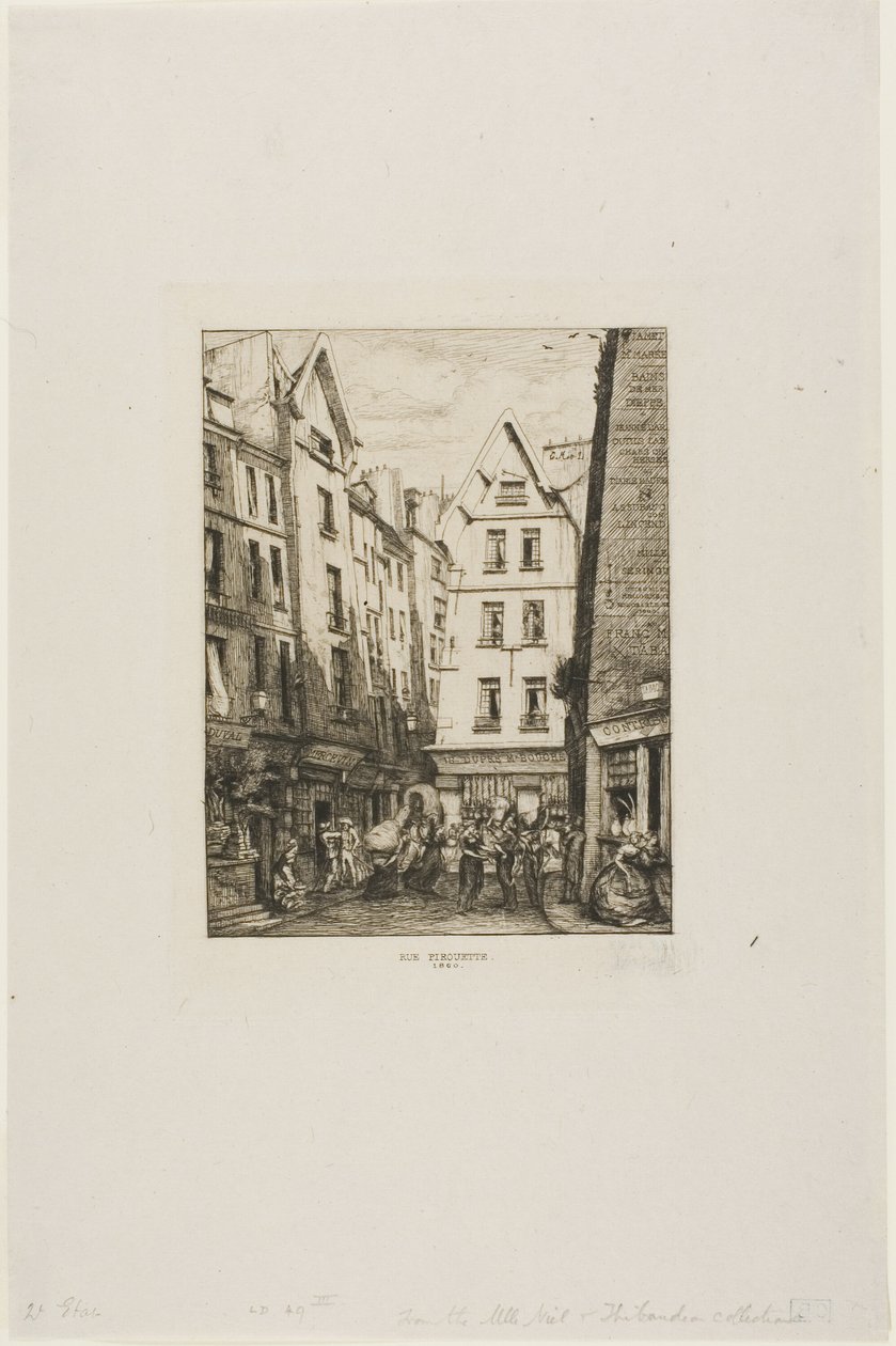 Rue Pirouette i Les Halles, Paris av Charles Meryon