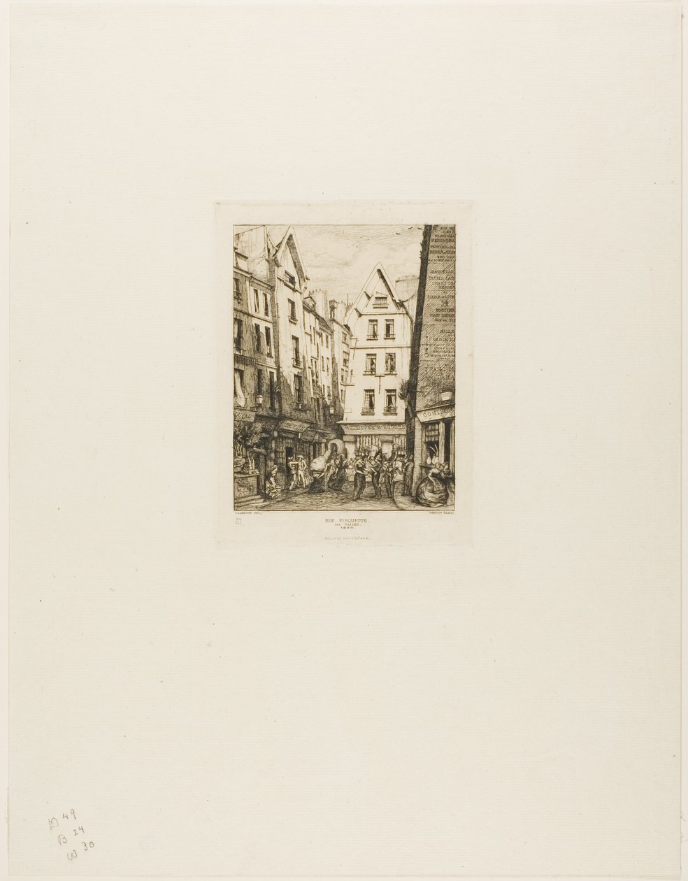 Rue Pirouette i Les Halles, Paris av Charles Meryon