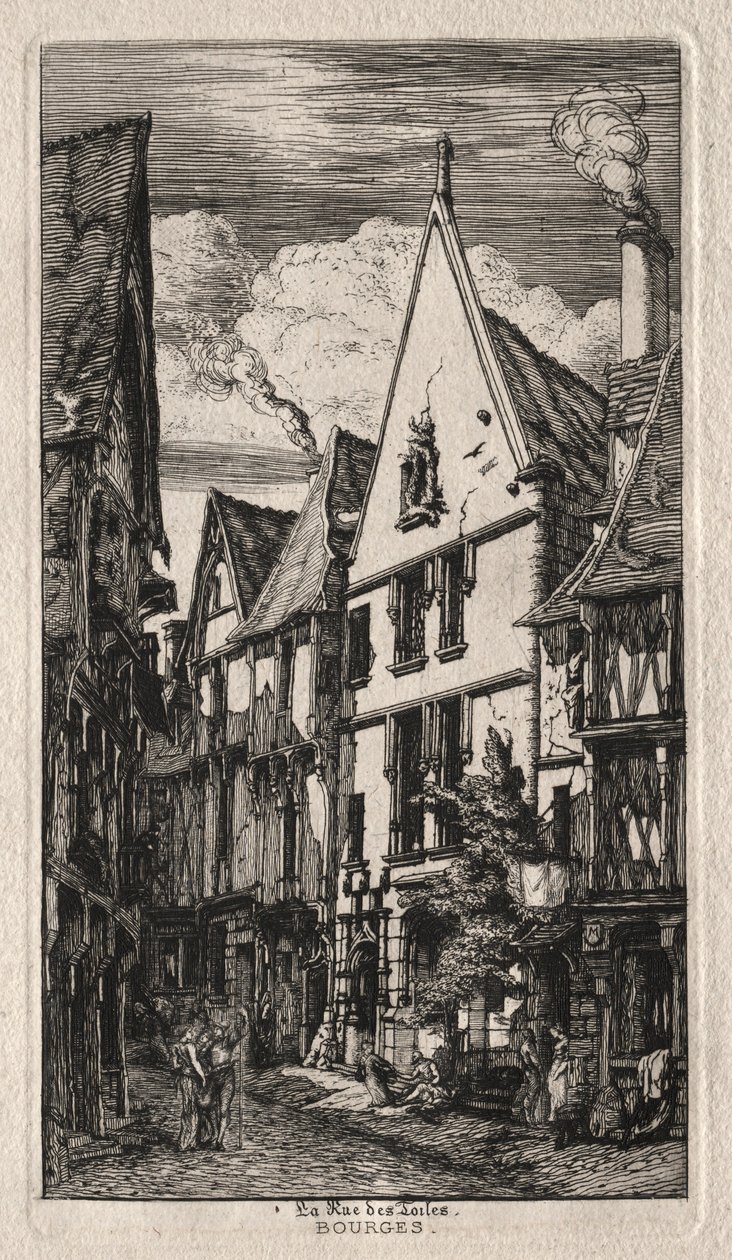 Rue des Toiles, Bourges, 1853. av Charles Meryon