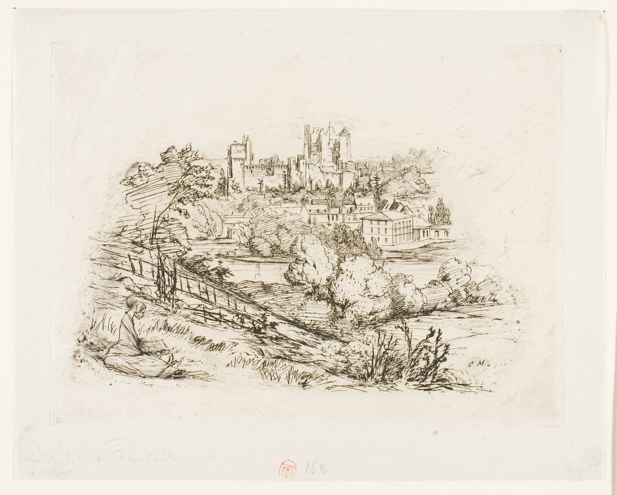 Ruinene av Château de Pierrefonds av Charles Meryon