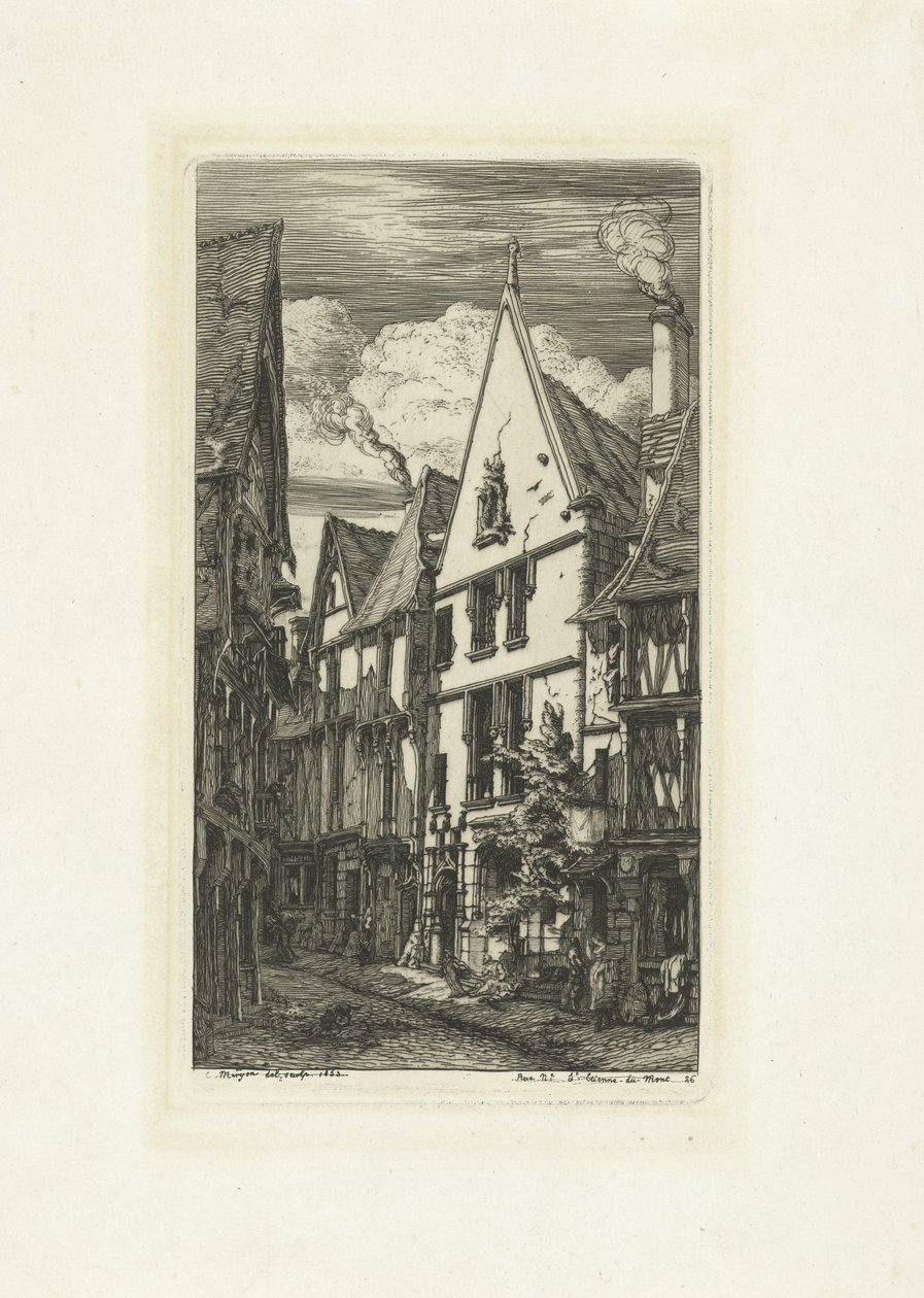 Straat Rue des Toiles i Bourges Rue des Toiles i Bourges av Charles Meryon