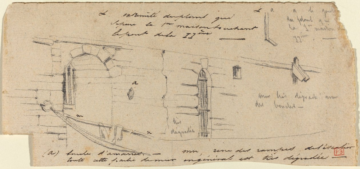 Studie for "Den lille broen" av Charles Meryon