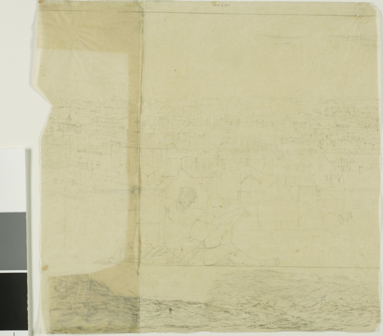 Studie for San Francisco, midt høyre seksjon av Charles Meryon