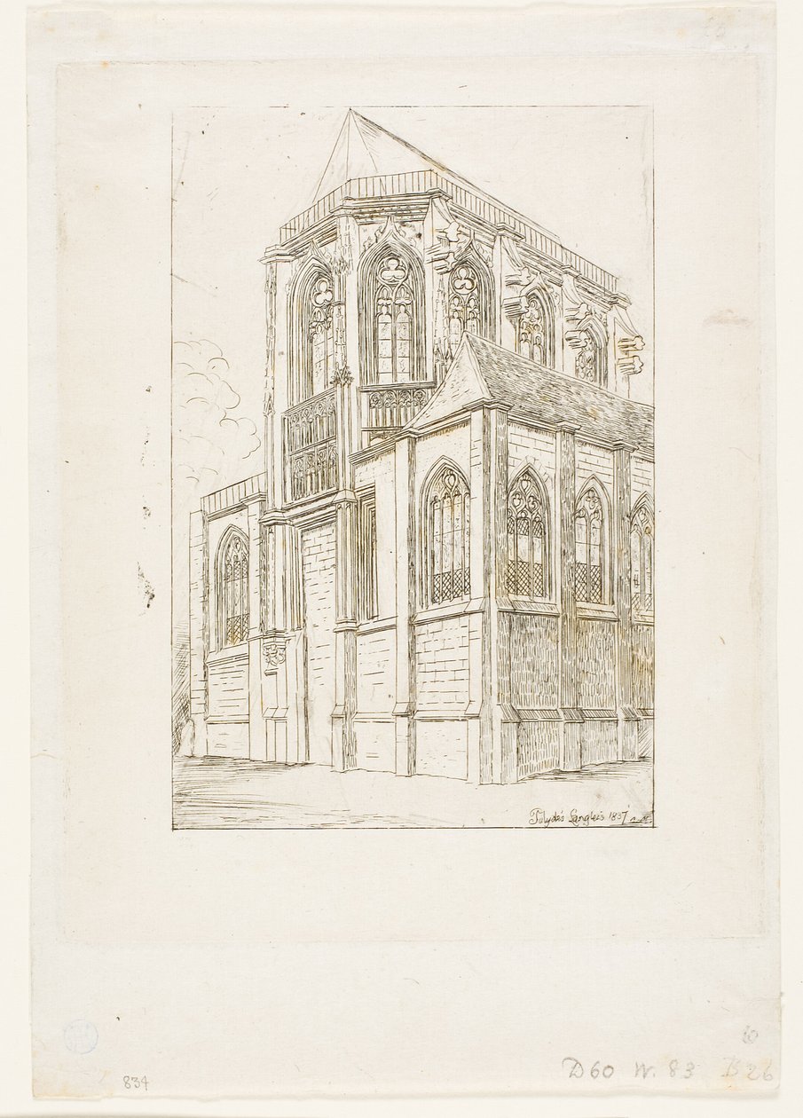 Apsiden til St Martin-sur-Renelle-kirken, Paris av Charles Meryon