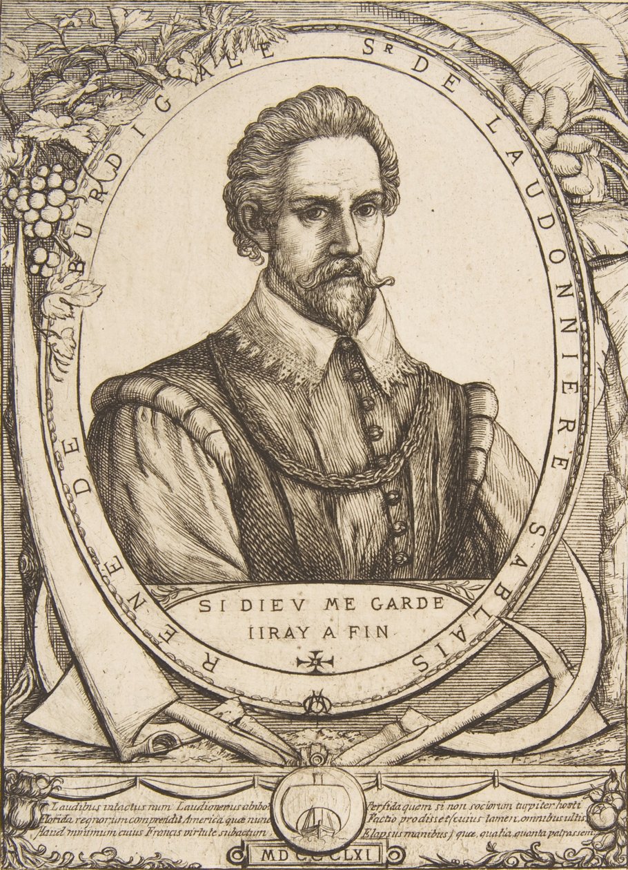 Kolonisten René de Laudonnière Sablais, etter van de Passe, 1861. av Charles Meryon
