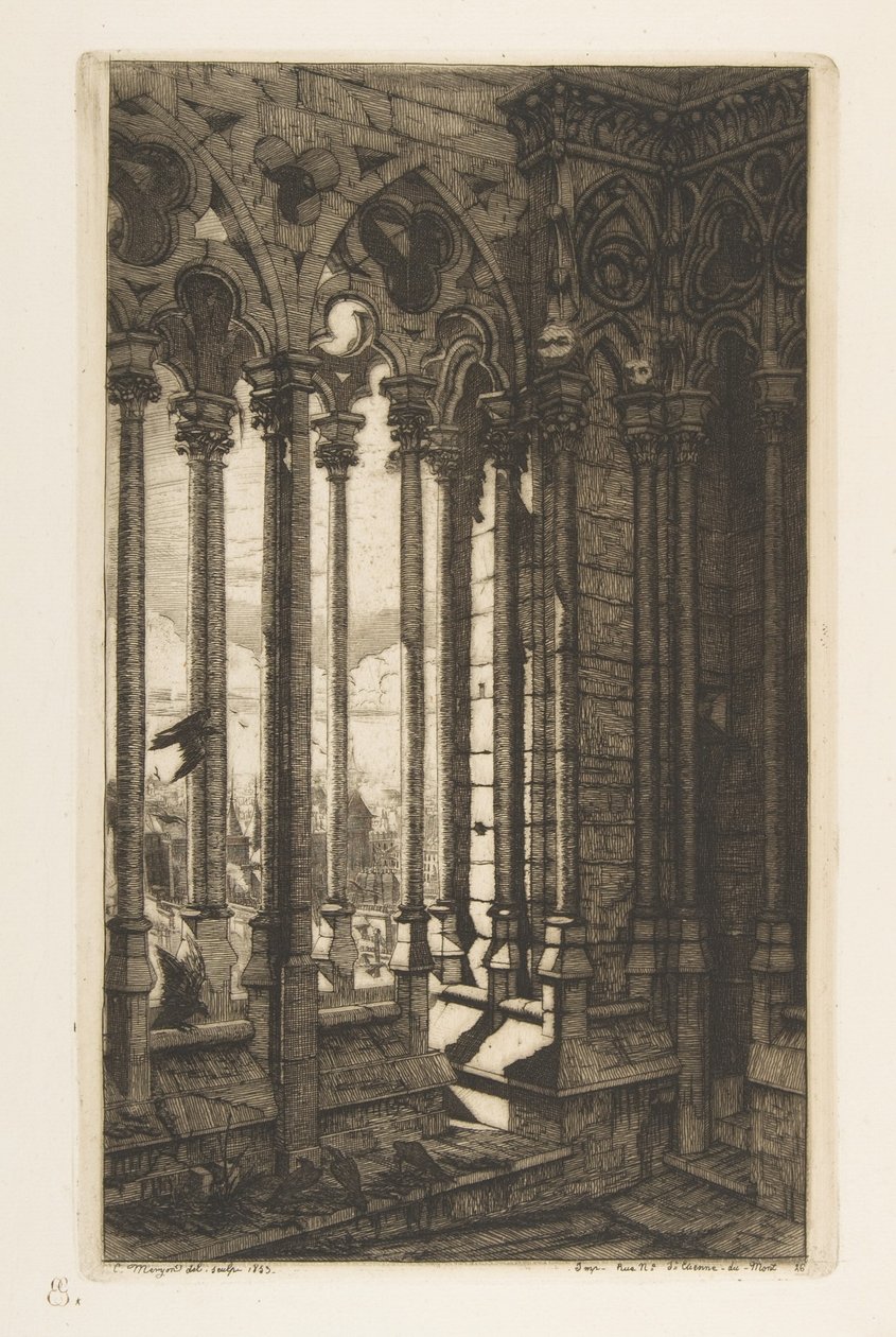 Galleriet, Notre-Dame-katedralen, Paris, fra «Etsninger fra Paris» av Charles Meryon